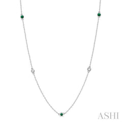 ASHI Gemstone & Diamond Station Necklace 998CUPPFGNKEMWG