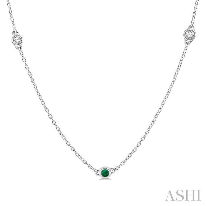ASHI Gemstone & Diamond Station Necklace 998CUPPFGNKEMWG