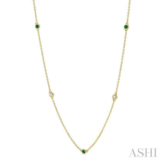 ASHI Gemstone & Diamond Station Necklace 998CUPPFGNKEMYG