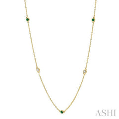 ASHI Gemstone & Diamond Station Necklace 998CUPPFGNKEMYG