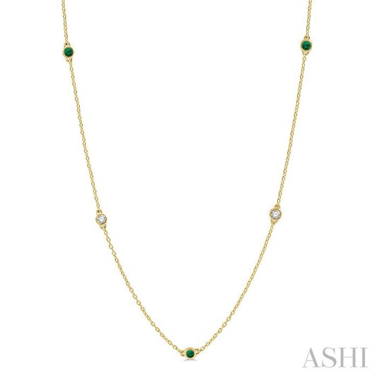 ASHI Gemstone & Diamond Station Necklace 998CUPPFGNKEMYG
