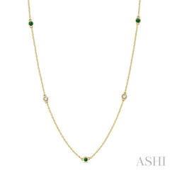 ASHI Gemstone & Diamond Station Necklace 998CUPPFGNKEMYG