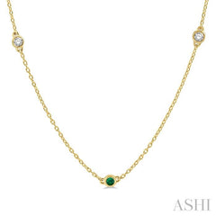 ASHI Gemstone & Diamond Station Necklace 998CUPPFGNKEMYG