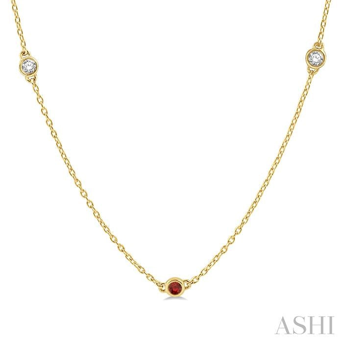 ASHI Gemstone & Diamond Station Necklace 998CUPPFGNKRBYG