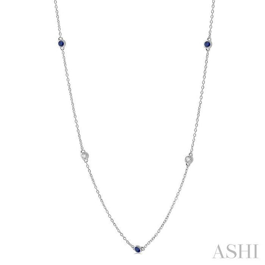ASHI Gemstone & Diamond Station Necklace 998CUPPFGNKSPWG