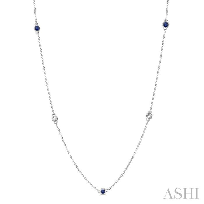 ASHI Gemstone & Diamond Station Necklace 998CUPPFGNKSPWG