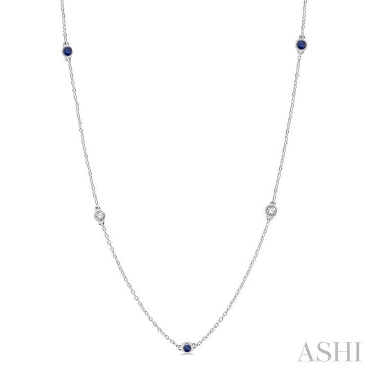 ASHI Gemstone & Diamond Station Necklace 998CUPPFGNKSPWG