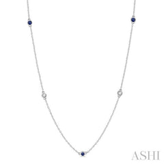 ASHI Gemstone & Diamond Station Necklace 998CUPPFGNKSPWG