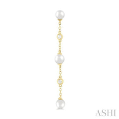 ASHI Pearl & Diamond Station Long Chain Earrings 998D9PPFGERWPYG