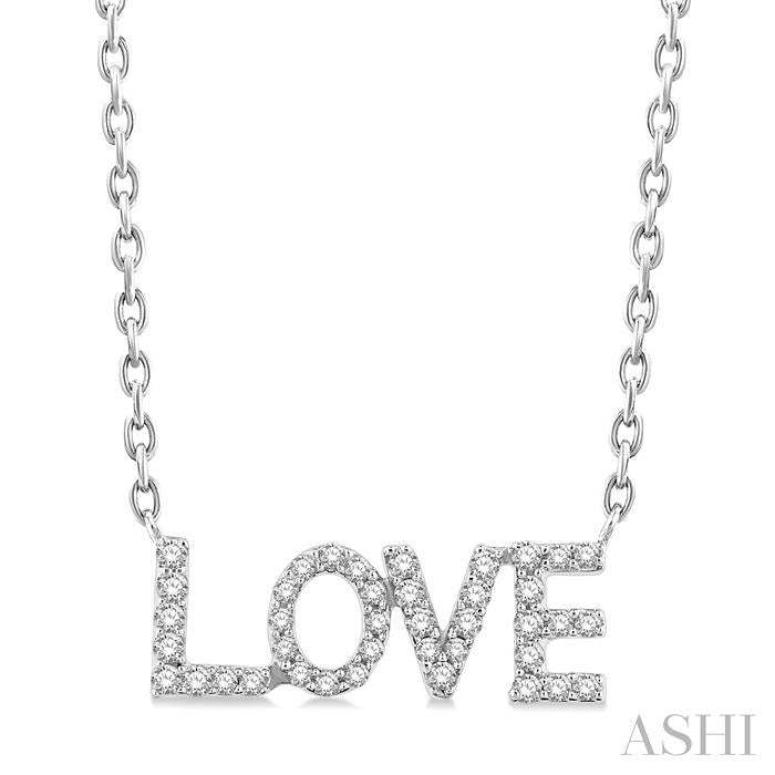 ASHI Block 'LOVE' Diamond Name Necklace 998K8PPTSNKWG-LOVE