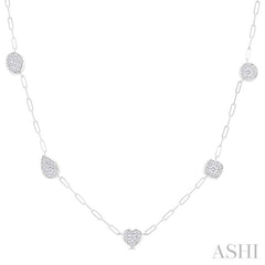 ASHI Mixed Shape Paperclip Lovebright Diamond Station Necklace 998PVPPFGNKWG