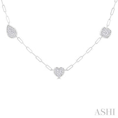 ASHI Mixed Shape Paperclip Lovebright Diamond Station Necklace 998PVPPFGNKWG