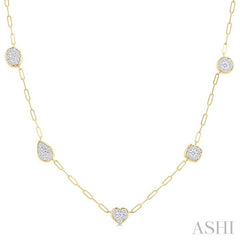 ASHI Mixed Shape Paperclip Lovebright Diamond Station Necklace 998PVPPFGNKYW