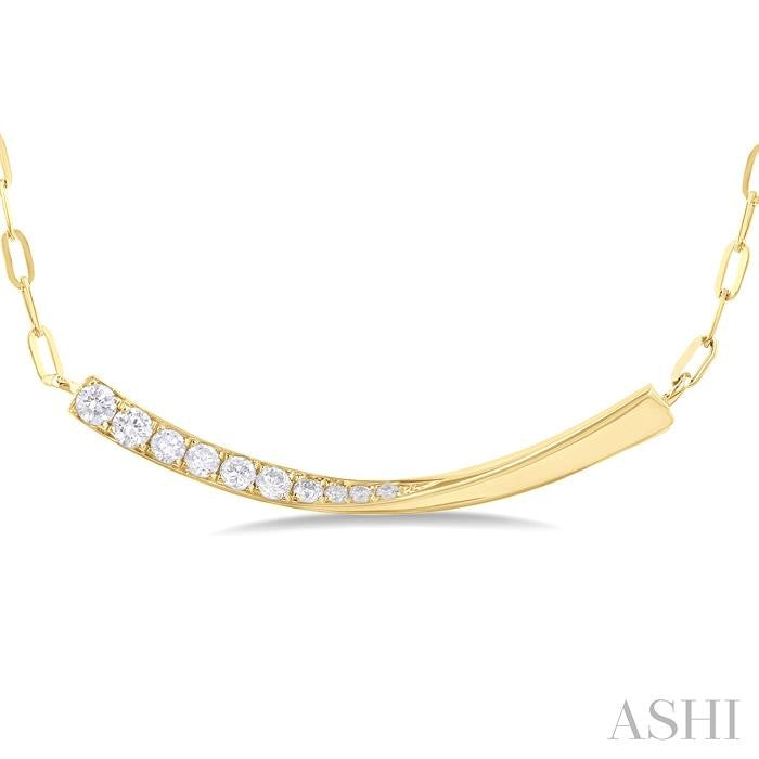 ASHI Paperclip Bar Diamond Smile Necklace 998X0PPFGNKYG
