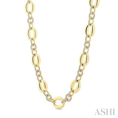 ASHI Open Link Bold Gold Diamond Fashion Necklace 998Z2PPFGNKYG