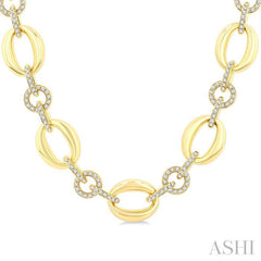 ASHI Open Link Bold Gold Diamond Fashion Necklace 998Z2PPFGNKYG