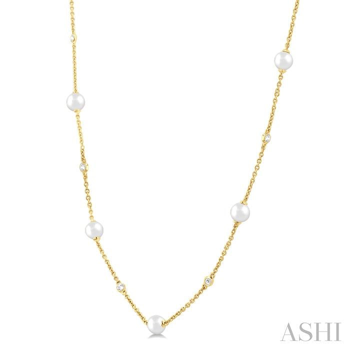 ASHI Pearl & Diamond Station Necklace 999D0PPFGNKWPYG