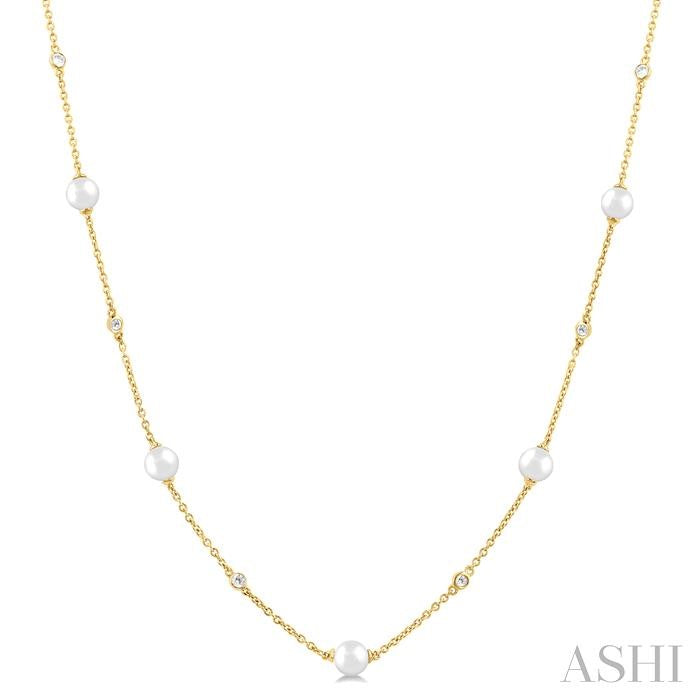 ASHI Pearl & Diamond Station Necklace 999D0PPFGNKWPYG