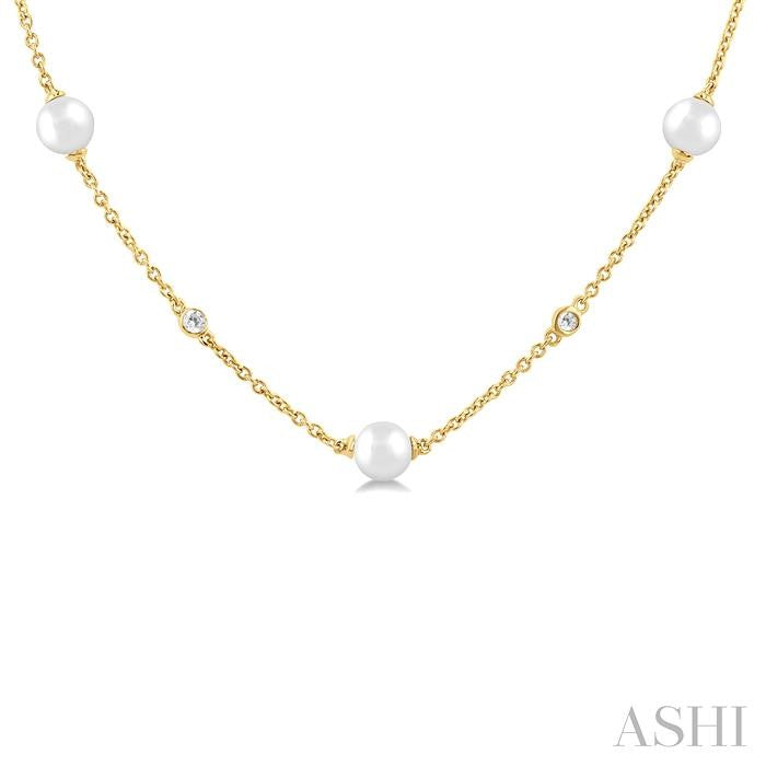 ASHI Pearl & Diamond Station Necklace 999D0PPFGNKWPYG