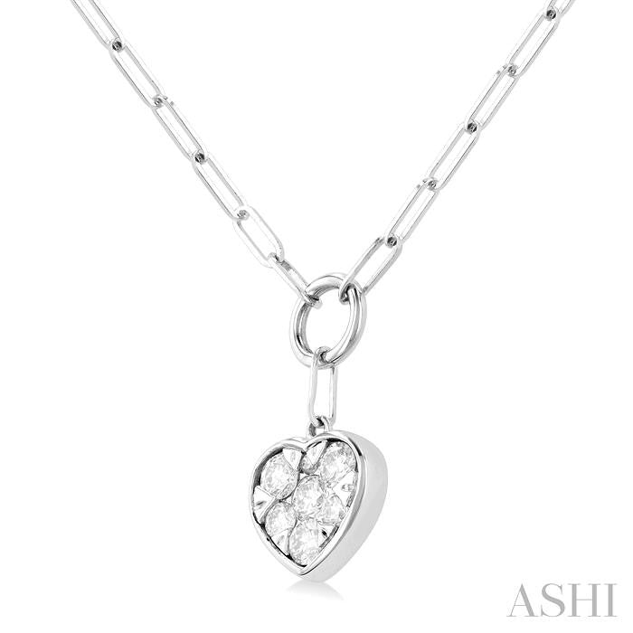 ASHI Heart Shape Lovebright Bezel Paperclip Necklace 999PQPPFGNKWG-HT