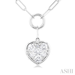 ASHI Heart Shape Lovebright Bezel Paperclip Necklace 999PQPPFGNKWG-HT