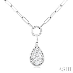 ASHI Pear Shape Lovebright Bezel Paperclip Necklace 999PQPPFGNKWG-PR