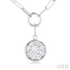 ASHI Round Shape Lovebright Bezel Paperclip Necklace 999PQPPFGNKWG-RD