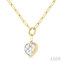 ASHI Heart Shape Lovebright Bezel Paperclip Necklace 999PQPPFGNKYW-HT