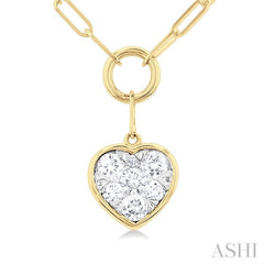 ASHI Heart Shape Lovebright Bezel Paperclip Necklace 999PQPPFGNKYW-HT