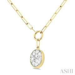 ASHI Oval Shape Lovebright Bezel Paperclip Necklace 999PQPPFGNKYW-OV