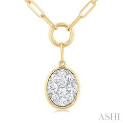 ASHI Oval Shape Lovebright Bezel Paperclip Necklace 999PQPPFGNKYW-OV