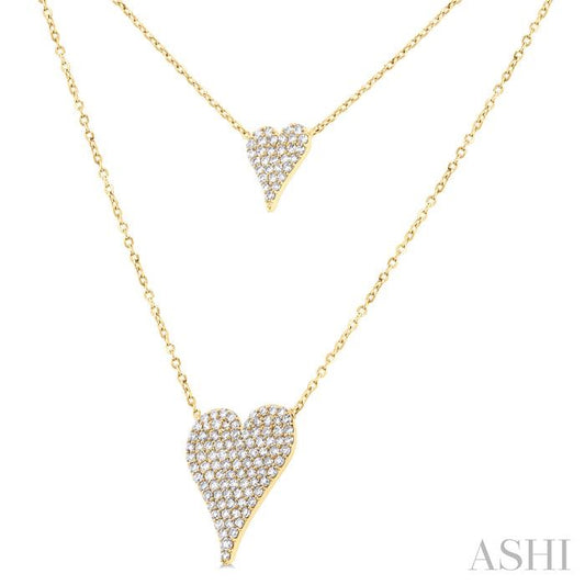 ASHI Double Heart Shape Layered Diamond Necklace 999UVPPFSNKYG