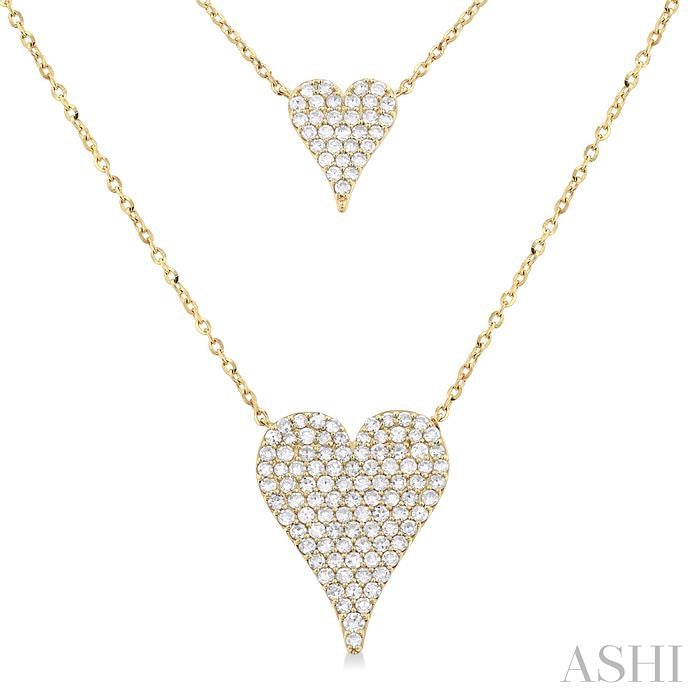 ASHI Double Heart Shape Layered Diamond Necklace 999UVPPFSNKYG