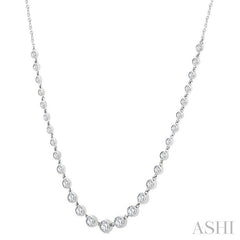 ASHI Halfway Graduated Bezel Set Diamond Tennis Necklace 999V1PPFGNKWG