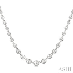 ASHI Halfway Graduated Bezel Set Diamond Tennis Necklace 999V1PPFGNKWG