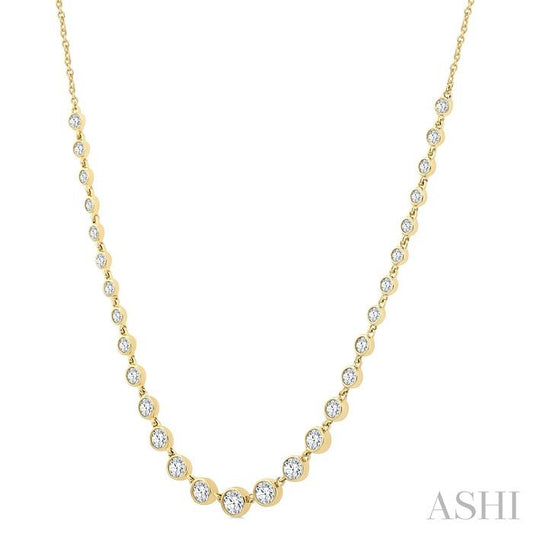 ASHI Halfway Graduated Bezel Set Diamond Tennis Necklace 999V1PPFGNKYG