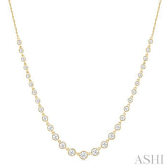 ASHI Halfway Graduated Bezel Set Diamond Tennis Necklace 999V1PPFGNKYG