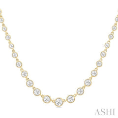 ASHI Halfway Graduated Bezel Set Diamond Tennis Necklace 999V1PPFGNKYG