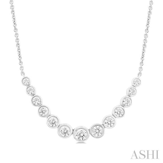 ASHI Bezel Set Graduated Diamond Smile Necklace 999Z1PPFGNKWG