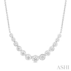 ASHI Bezel Set Graduated Diamond Smile Necklace 999Z1PPFGNKWG