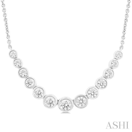 ASHI Bezel Set Graduated Diamond Smile Necklace 999Z1PPFGNKWG