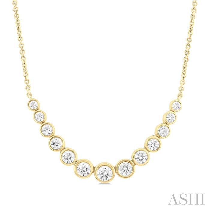 ASHI Bezel Set Graduated Diamond Smile Necklace 999Z1PPFGNKYG