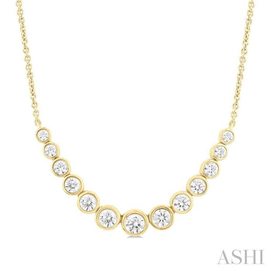 ASHI Bezel Set Graduated Diamond Smile Necklace 999Z1PPFGNKYG