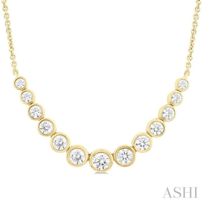 ASHI Bezel Set Graduated Diamond Smile Necklace 999Z1PPFGNKYG