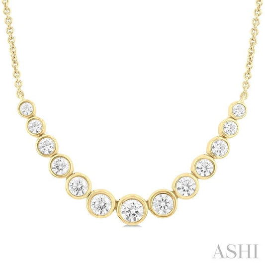 ASHI Bezel Set Graduated Diamond Smile Necklace 999Z1PPFGNKYG