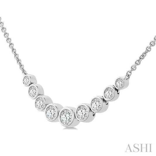 ASHI Bezel Set Graduated Diamond Smile Necklace 999ZHPPFGNKWG