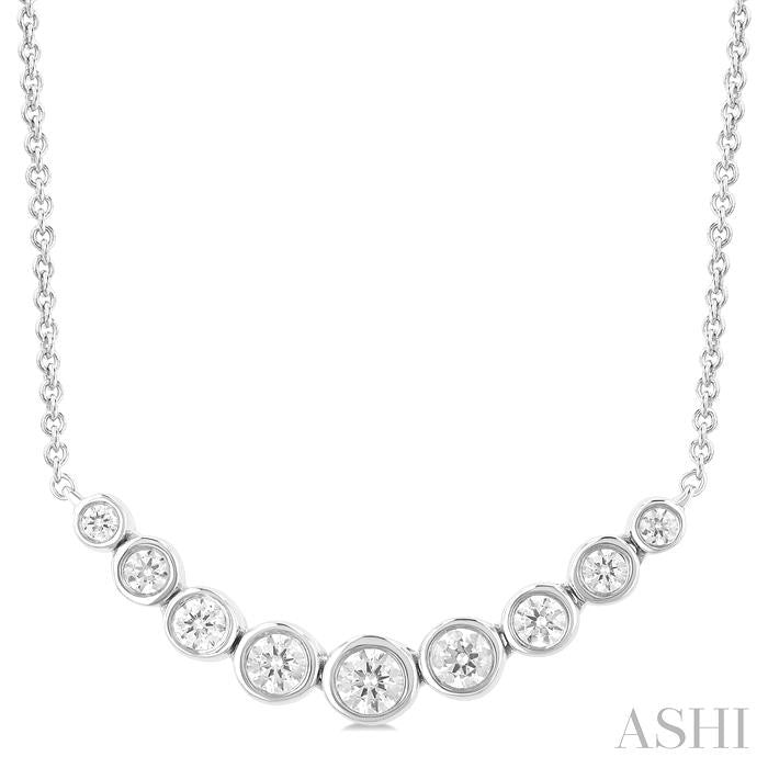 ASHI Bezel Set Graduated Diamond Smile Necklace 999ZHPPFGNKWG