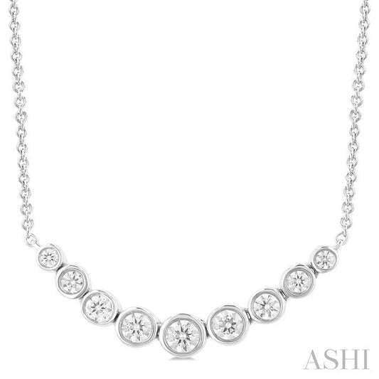 ASHI Bezel Set Graduated Diamond Smile Necklace 999ZHPPFGNKWG