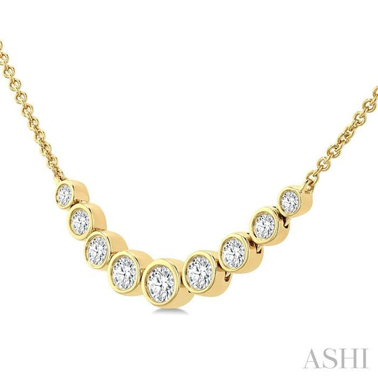 ASHI Bezel Set Graduated Diamond Smile Necklace 999ZHPPFGNKYG