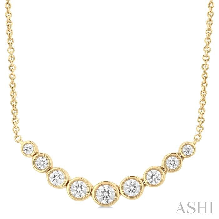 ASHI Bezel Set Graduated Diamond Smile Necklace 999ZHPPFGNKYG